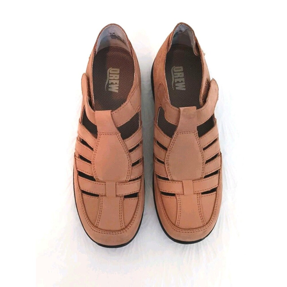 Drew Leather Fisherman Sandals Womens 8.5M Tan Hook Loop Comfort Shoes